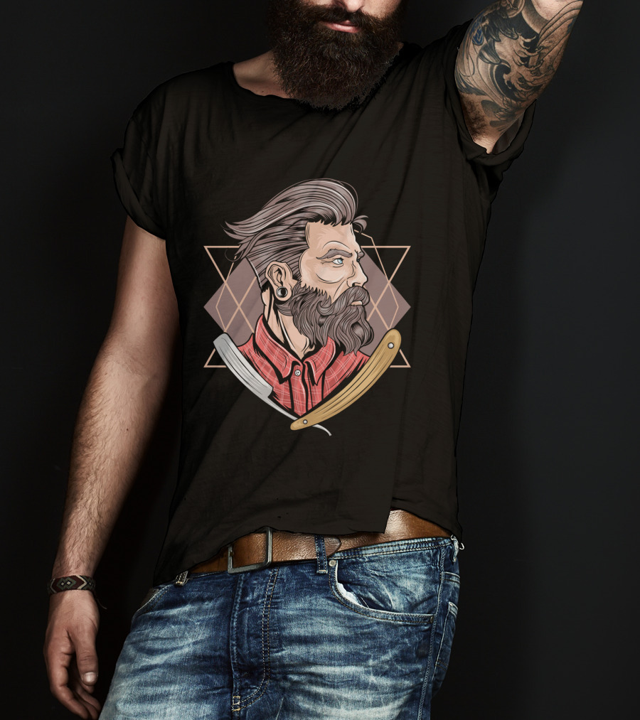 Funny Barber Vintage Hipster Stylized T-Shirt