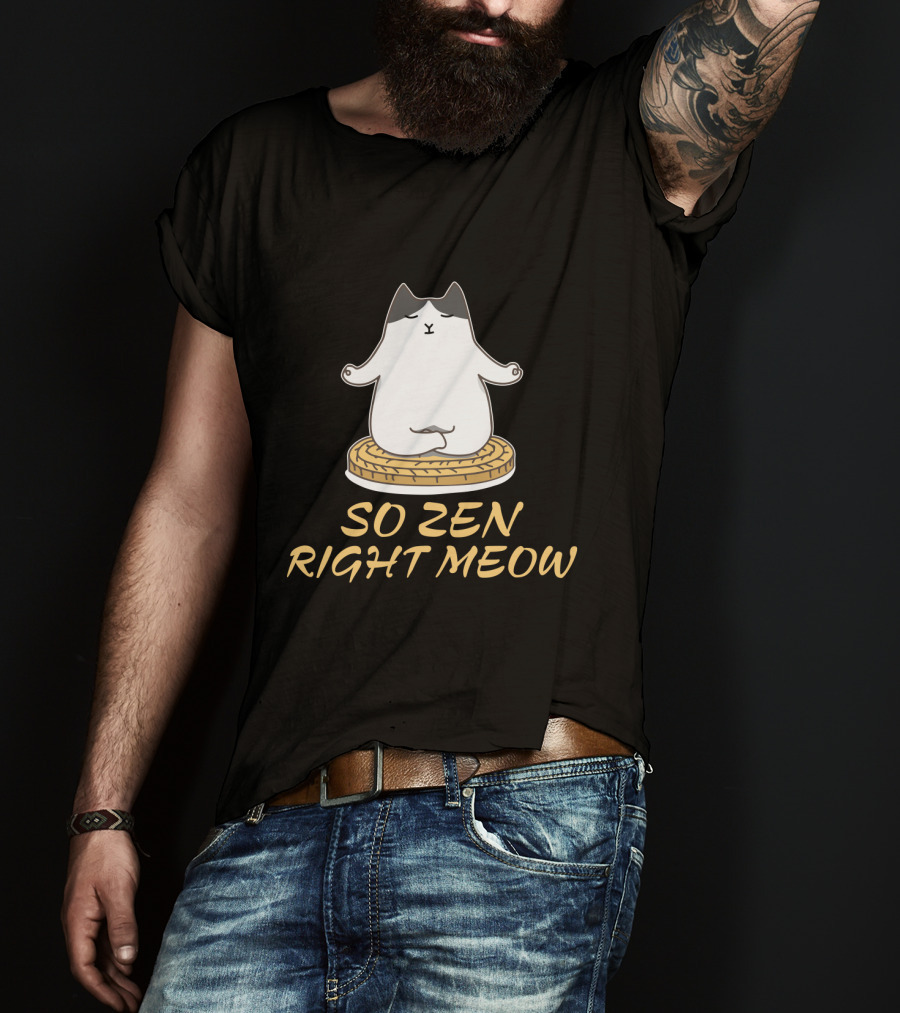Relaxed Cat Meditating So Zen Right Meow T-Shirt
