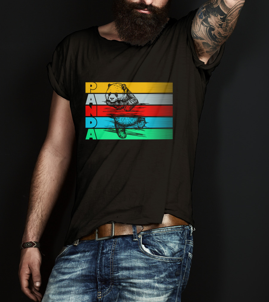 Panda PAPA Retro Striped T-Shirt