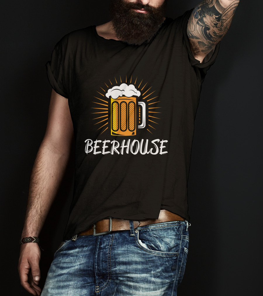BeerHouse Mug With Foam And Sunburst T-Shirt