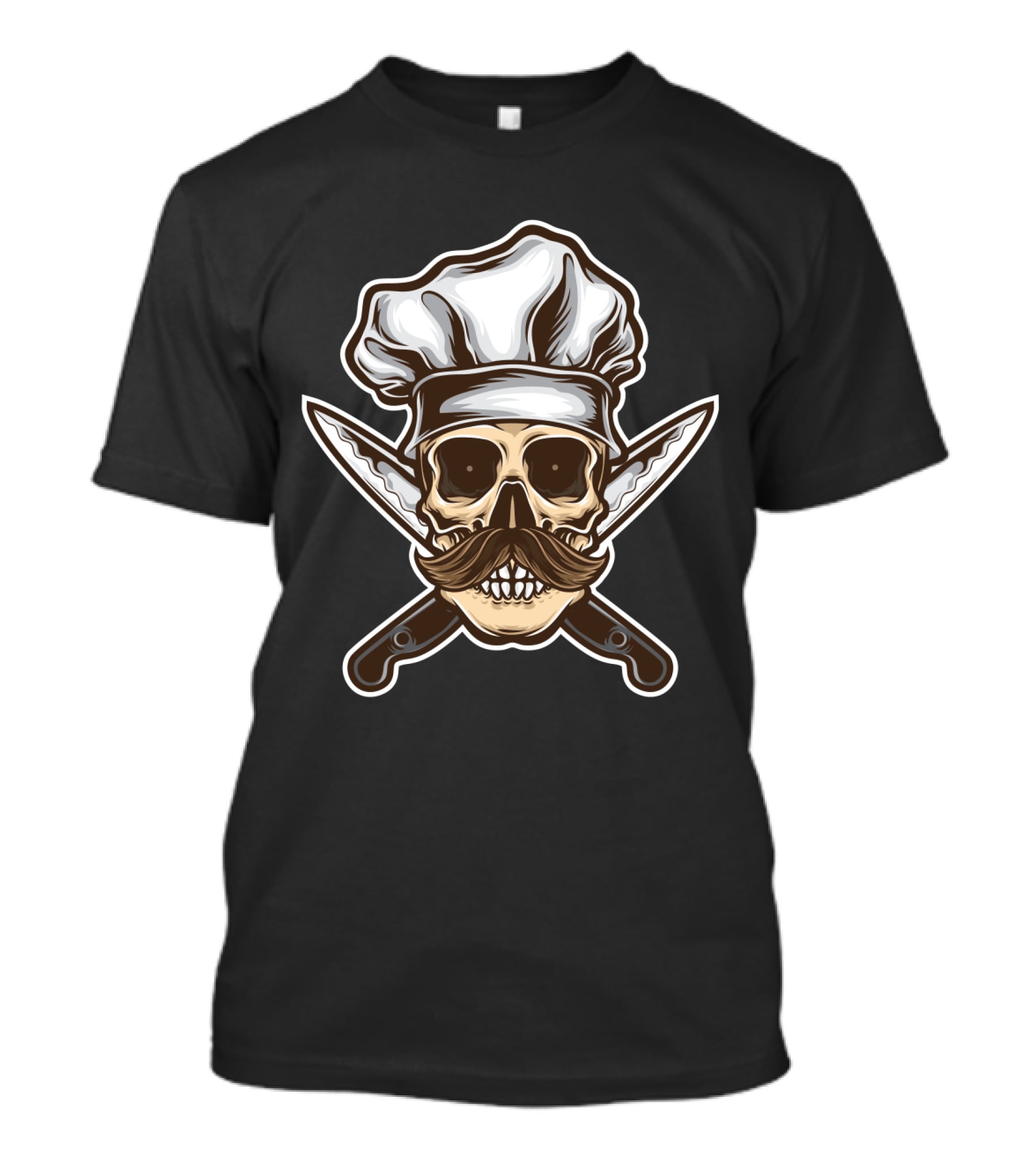 Chef Skull With Moustache And Crossed Knives T-Shirt