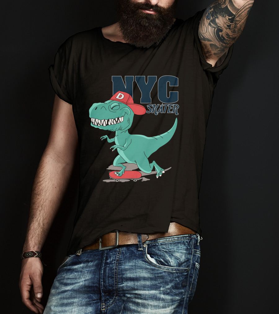 NYC Skater Dinosaur With Red Cap T-Shirt
