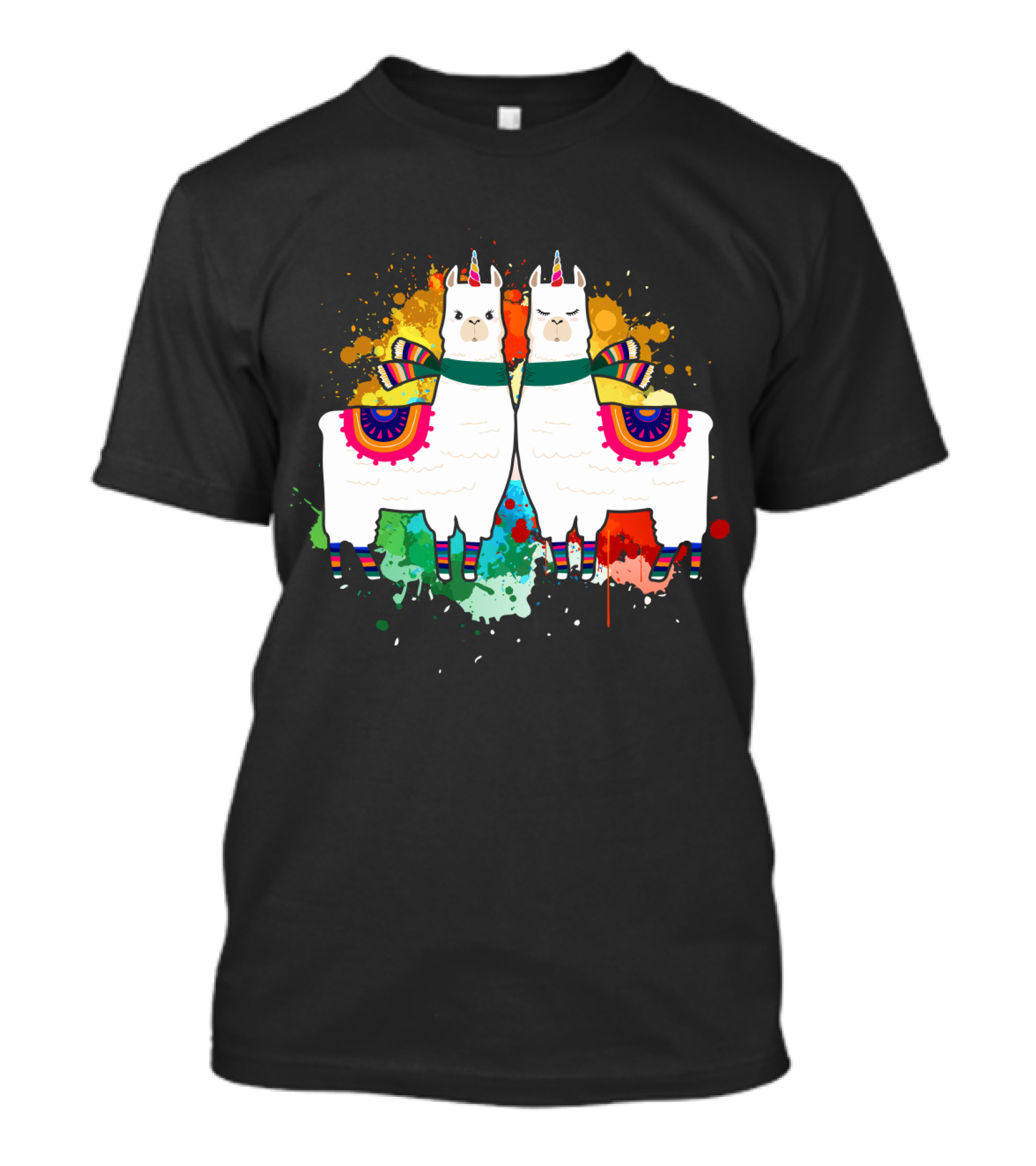 Alpaca Unicorn Unipaca Splash Art Duo T-Shirt