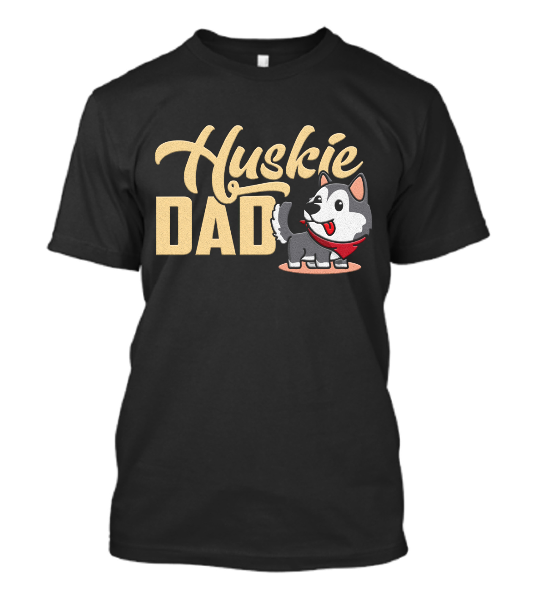 Huskie Dad Cartoon Dog With Red Bandana T-Shirt