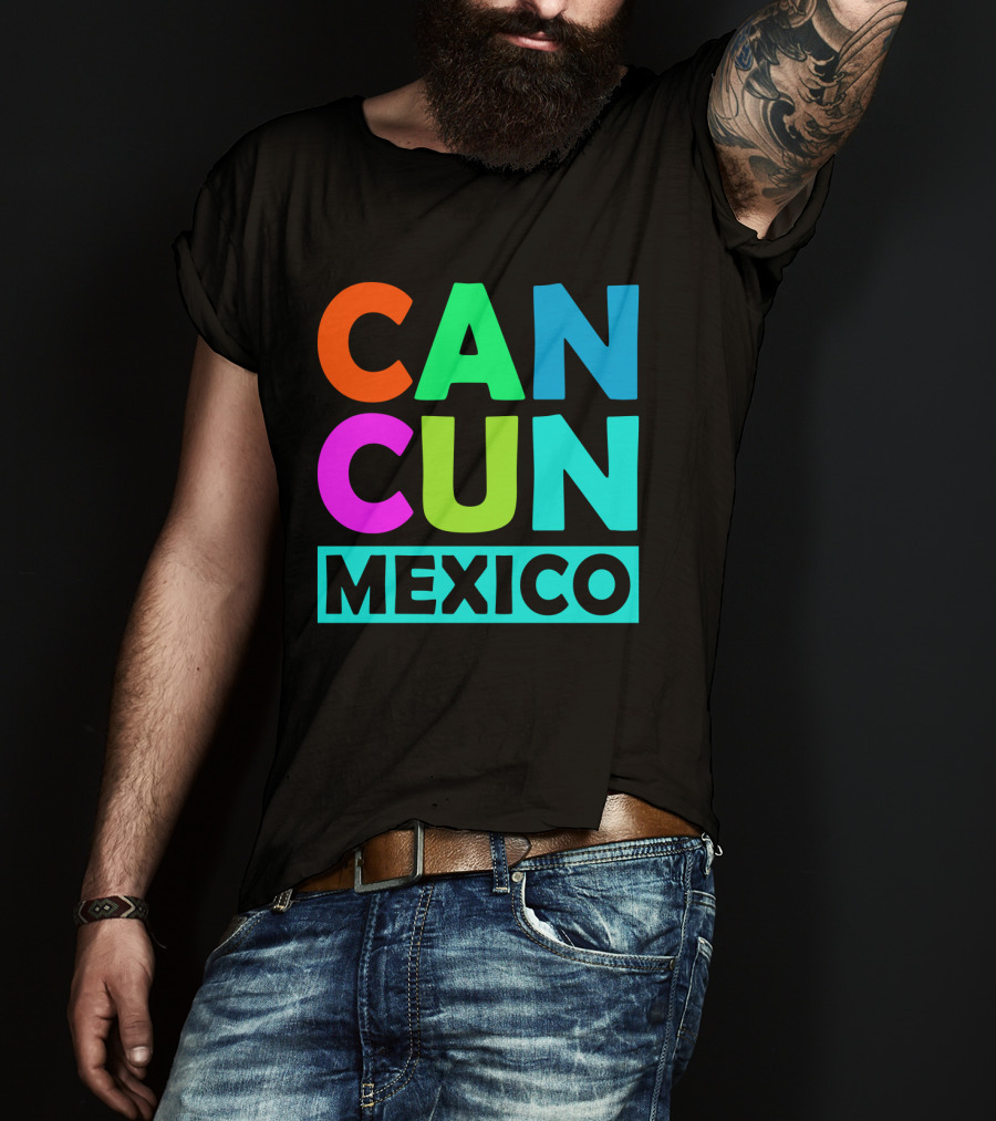 Cancun Mexico Vibrant Block Lettering T-Shirt