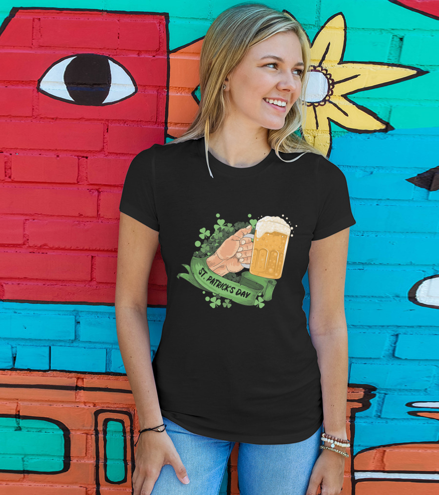 St Patrick's Day Big Beer With Shamrocks And Banner T-Shirt
