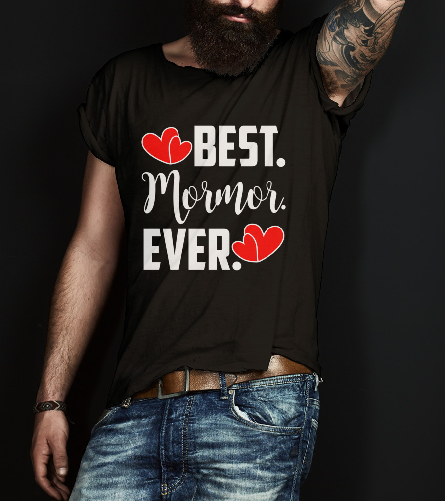 BEST MORMOR EVER Red Hearts T-Shirt