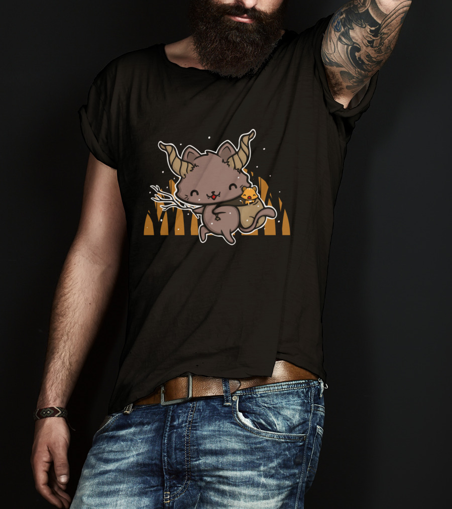 Cute Krampus Carrying Sack With Festive Horned Creature T-Shirt