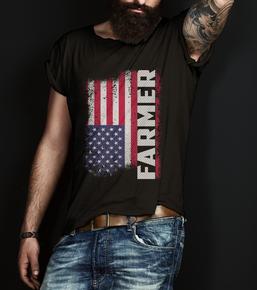 FARMER USA Flag American T-Shirt