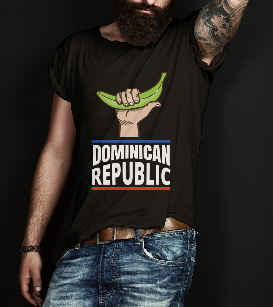 Dominican Republic Baseball Bandera Dominicana Hand Holding Banana T-Shirt