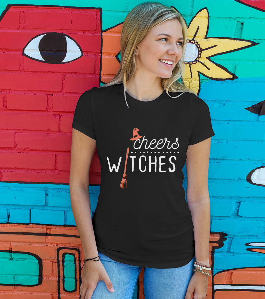 Cheers Witches Halloween Witch Pumpkin Spice Broom Hat T-Shirt