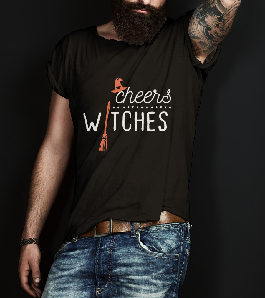 Cheers Witches Halloween Witch Pumpkin Spice Broom Hat T-Shirt