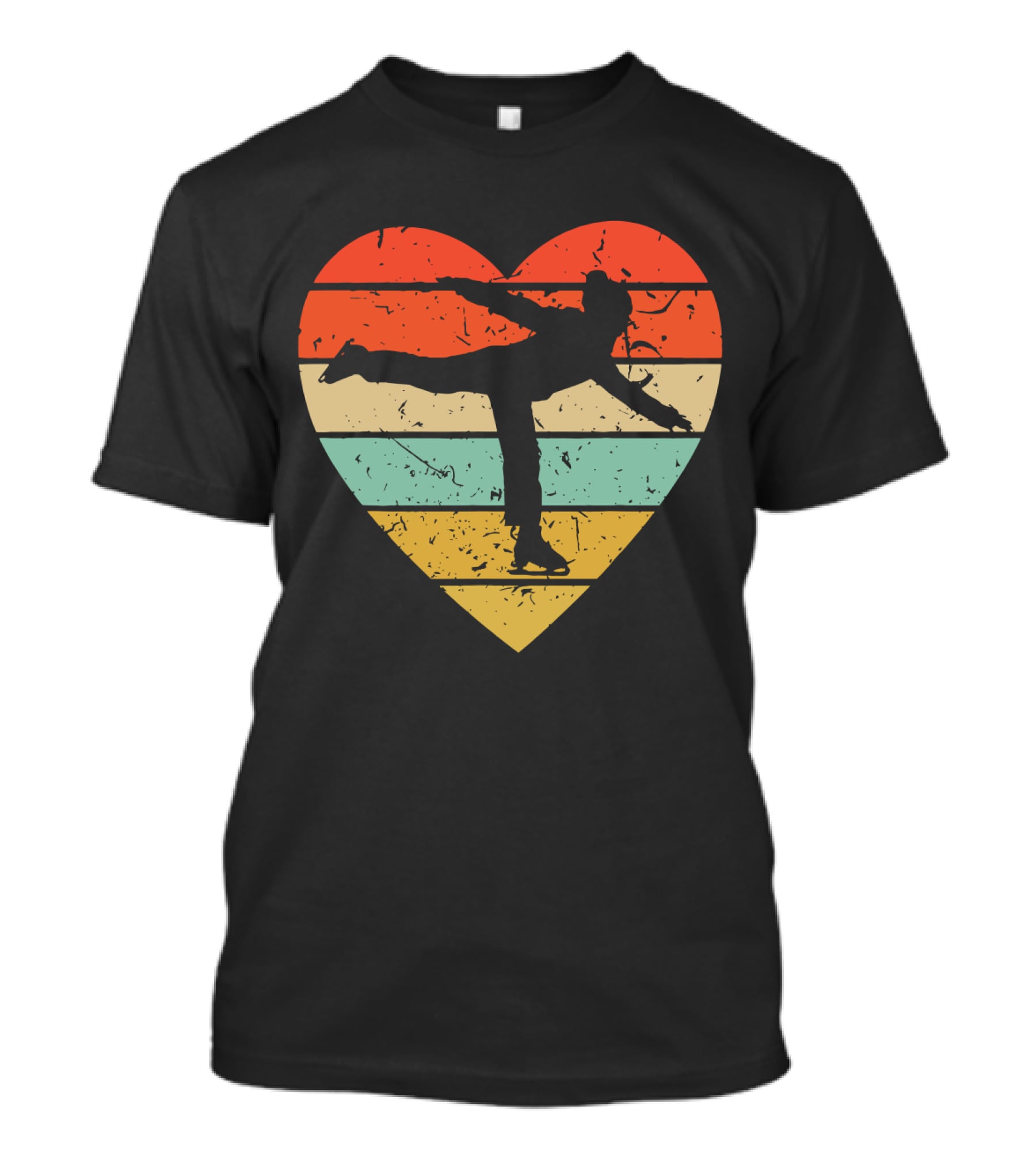 Vintage Heart Figure Skater Ice Skating Sport T-Shirt