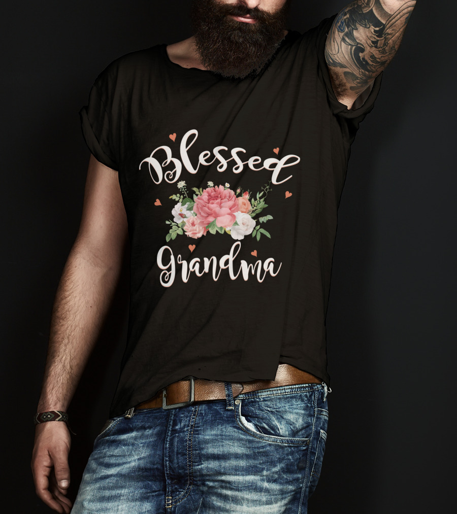 Blessed Grandma Floral Heart T-Shirt