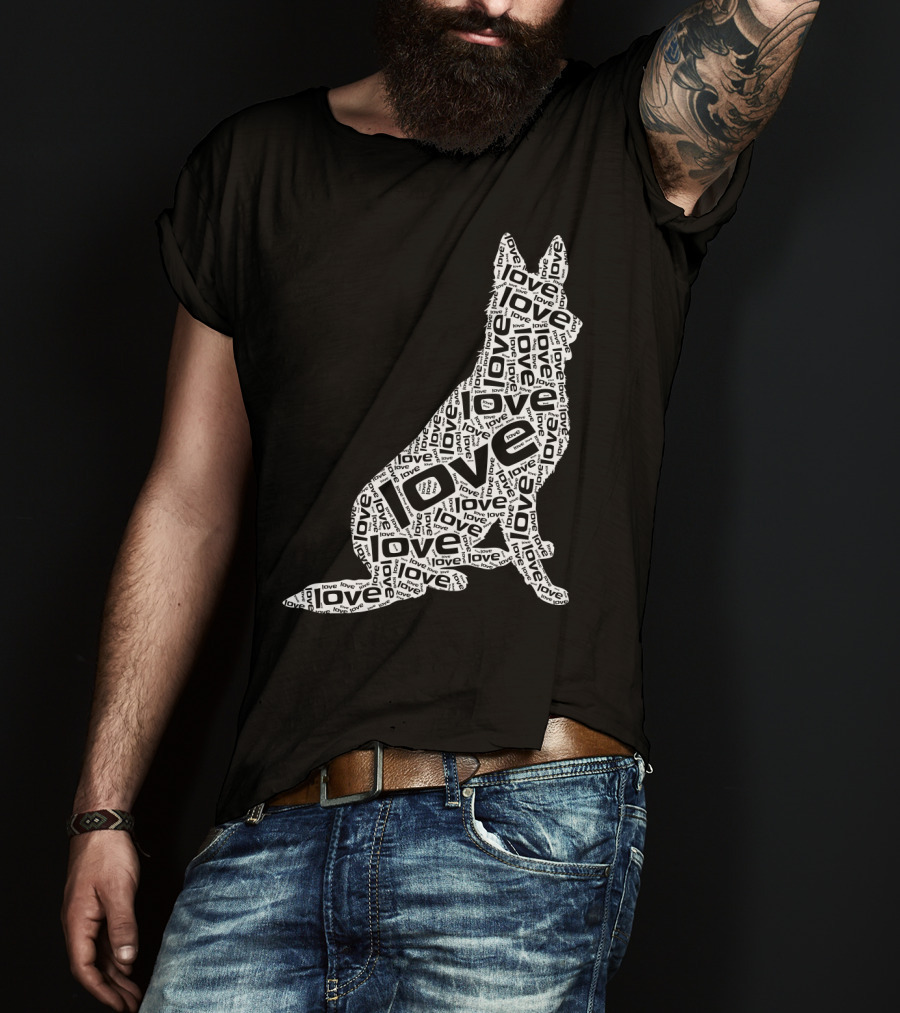 German Shepherd Love Word Art Dog T-Shirt