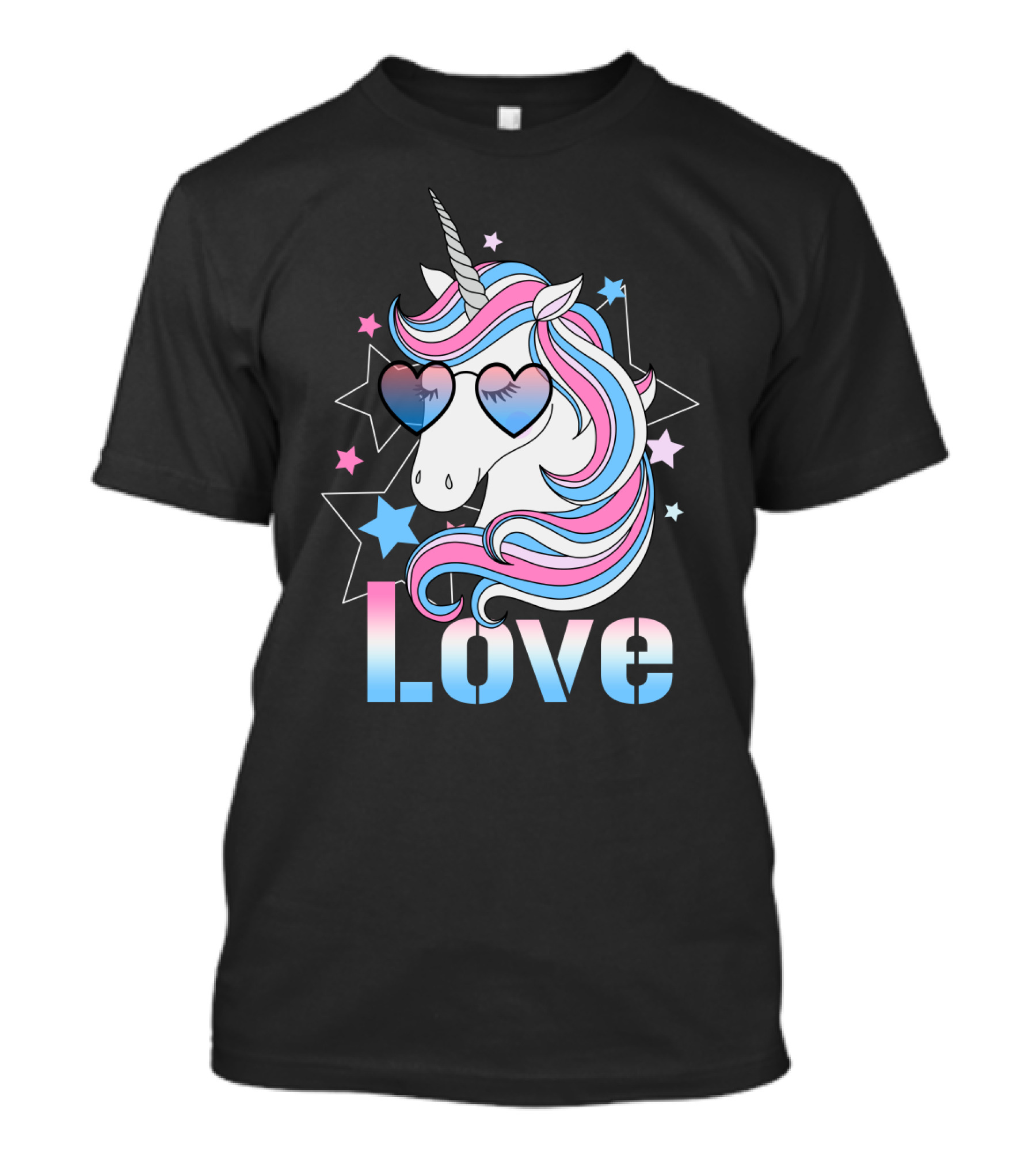 Love Unicorn Heart Glasses With Stars T-Shirt