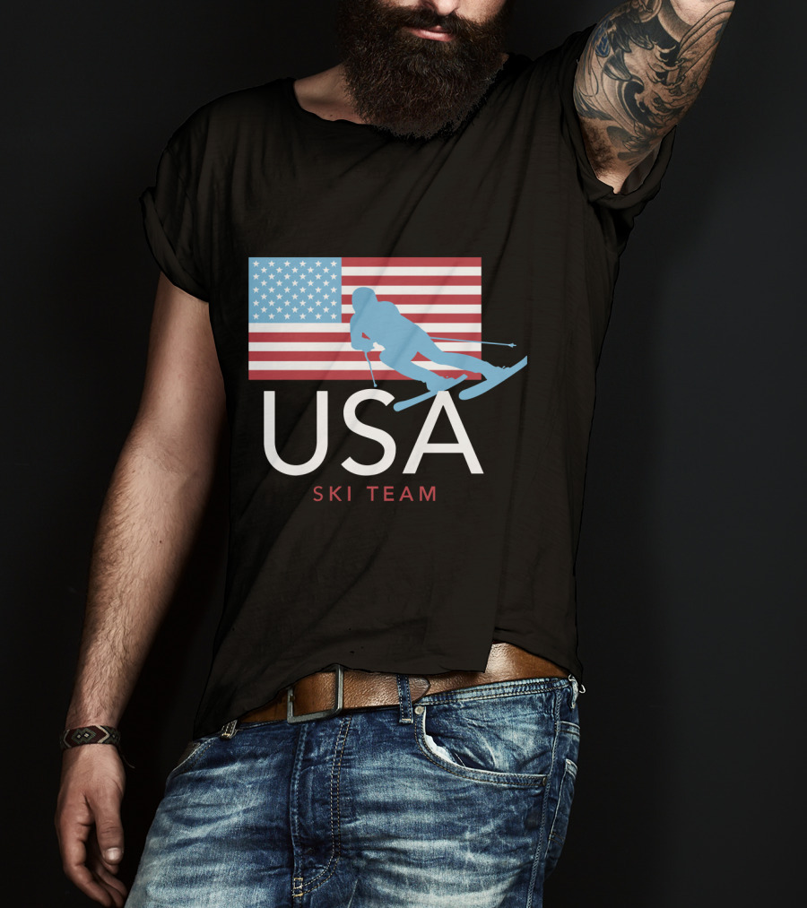 USA Ski Team American Flag Winter Sports Games Skier T-Shirt