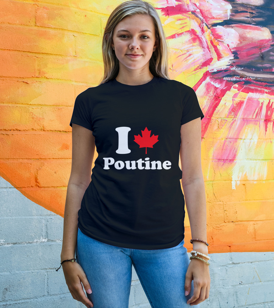 I Love Poutine Maple Leaf T-Shirt