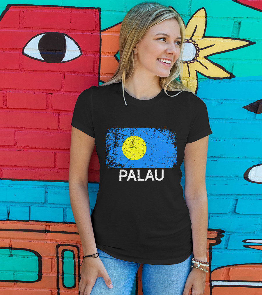 Vintage Palauan Flag Graphic Palau T-Shirt