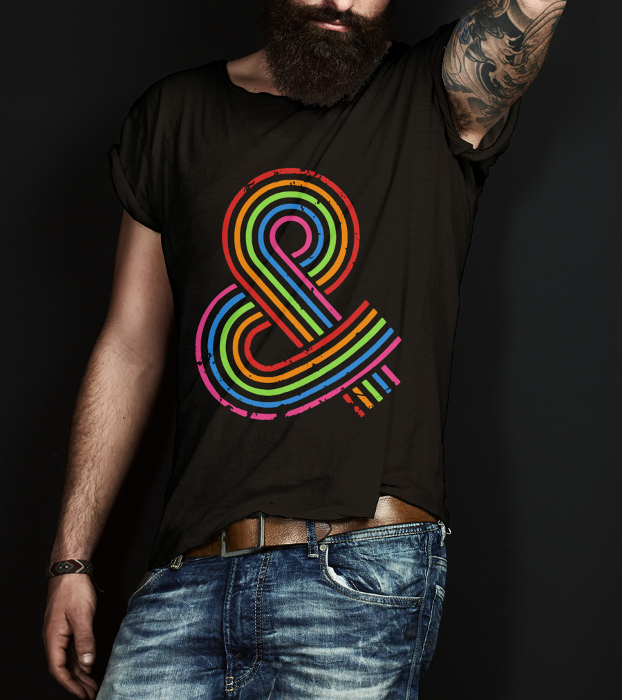 Rainbow Ampersand Vintage Styled Multicolor T-Shirt