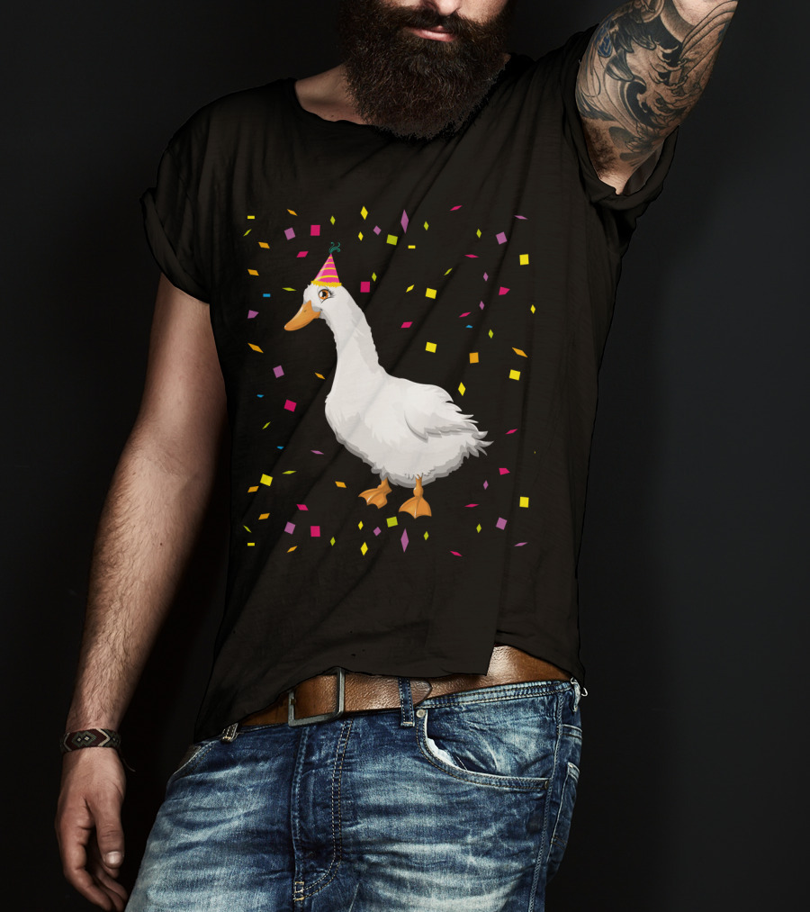 Funny Duck Birthday Party Hat Confetti T-Shirt