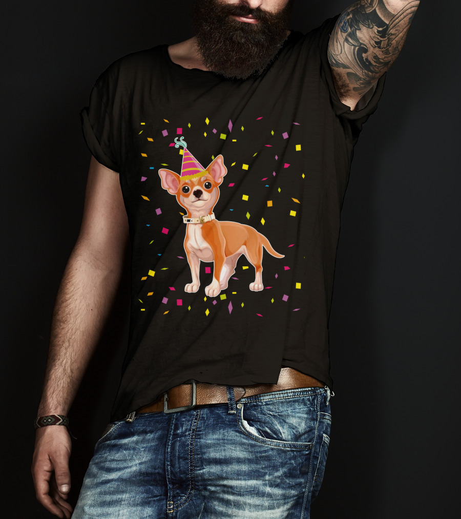 Birthday Chihuahua Party Hat Confetti T-Shirt