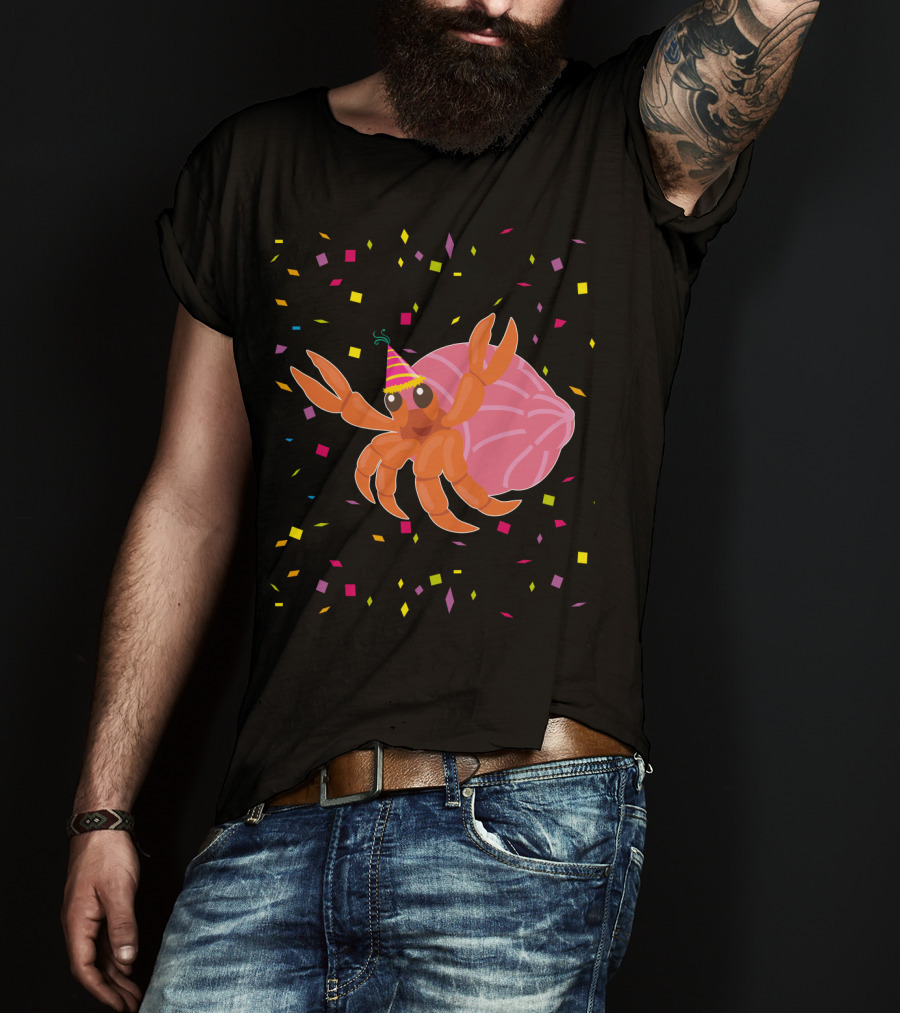 Funny Hermit Crab Birthday Party Hat Confetti T-Shirt