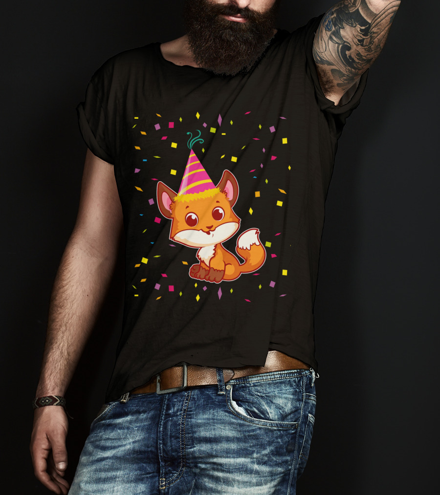 Funny Fox Birthday Confetti T-Shirt
