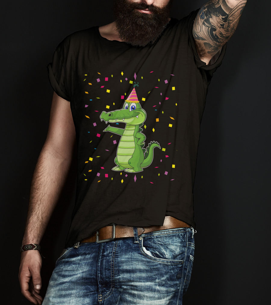 Funny Alligator Birthday Party Confetti T-Shirt