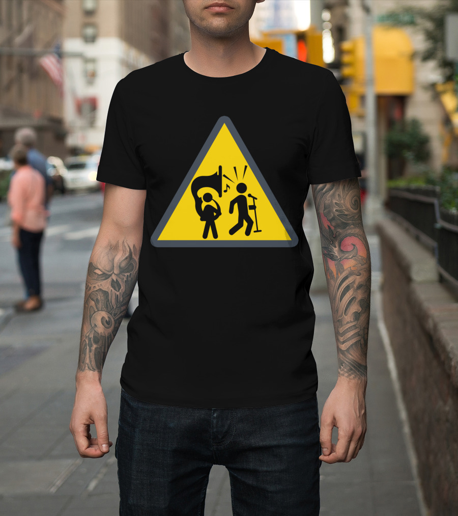 Warning Tuba Player Stick Figure Comedy T-Shirt