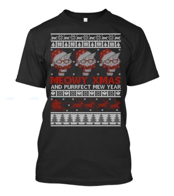 Meowy Xmas And Purrfect Mew Year T-Shirt
