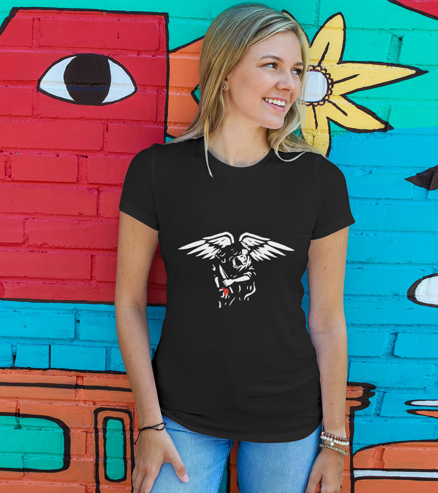 AMERICAN NIGHTMARE Angel With Knife And Red Blood Wings T-Shirt