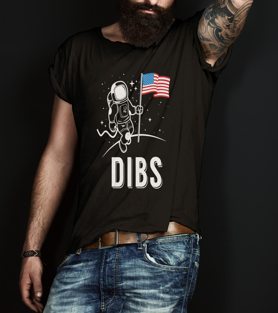 Astronaut Dibs On The American Flag Moon Landing T-Shirt