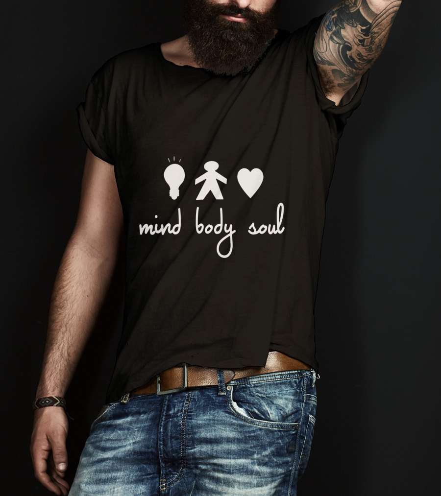 Mind Body Soul Icon Light Bulb Figure Heart Mindfulness T-Shirt