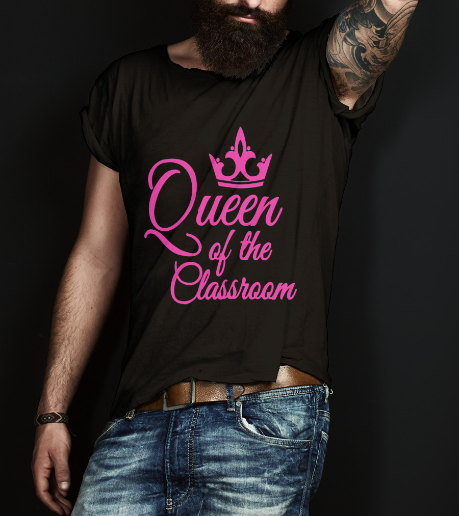 Queen Of The Classroom Pink Crown Motif T-Shirt