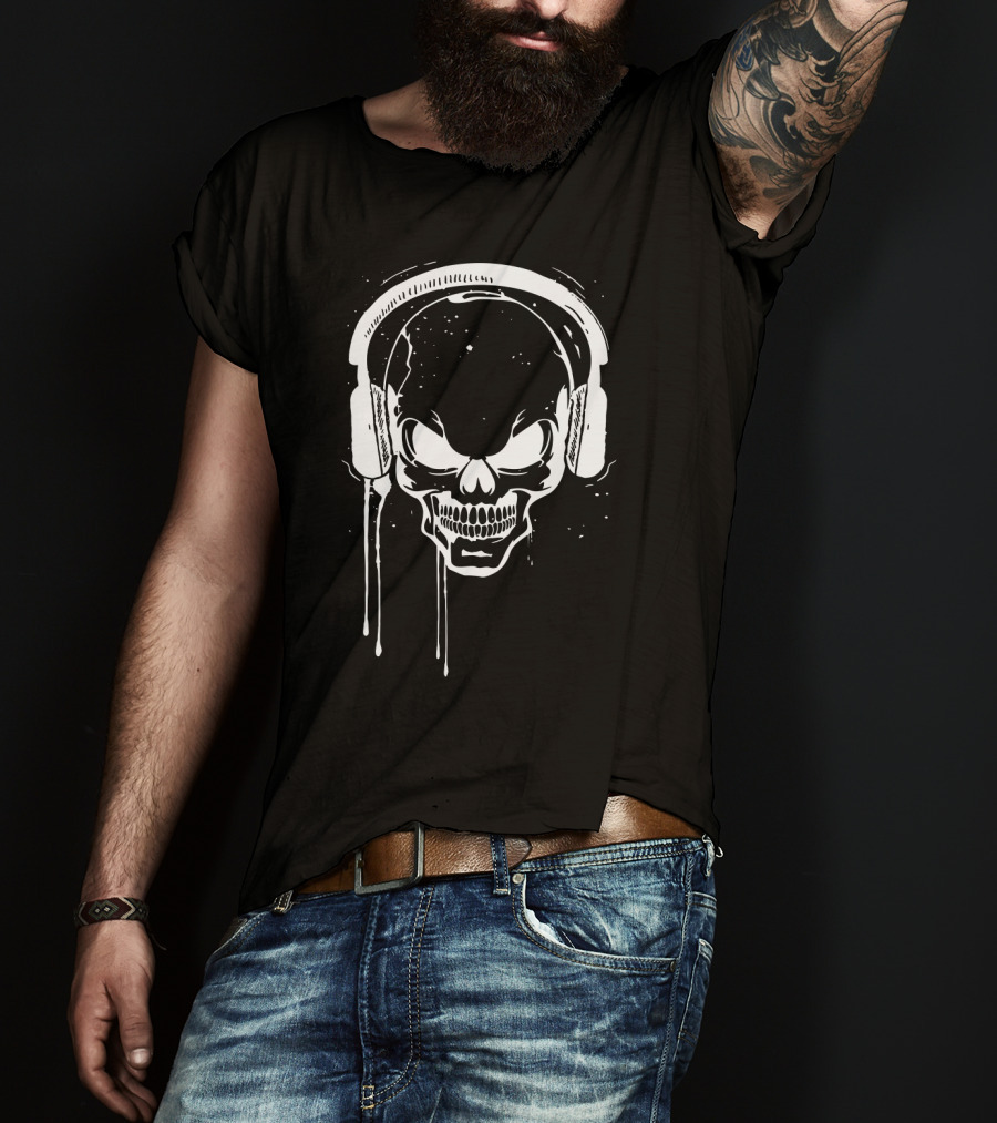 Skull Headphone Music Best Outing Skull Headphones T-Shirt