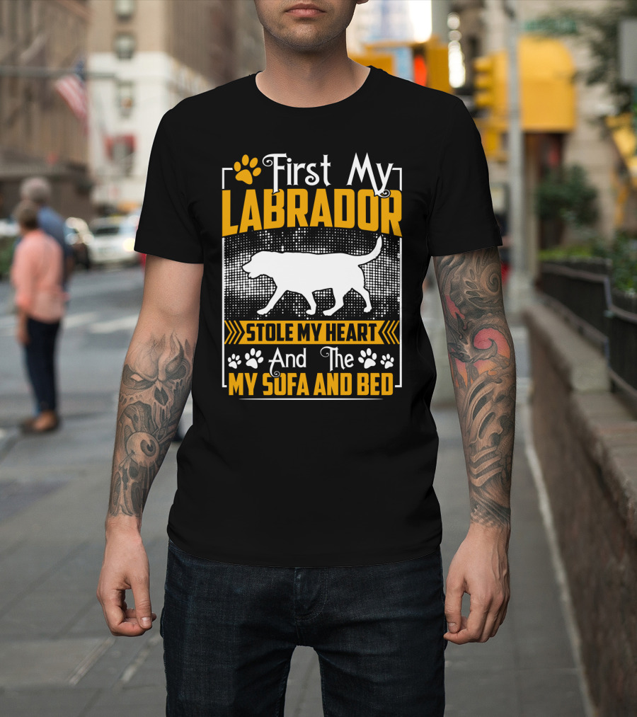 First My Labrador Stole My Heart And Then My Sofa And Bed T-Shirt