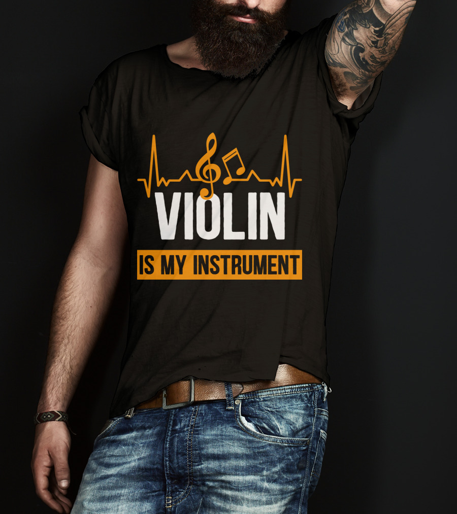Violin Heartbeat With Musical Notes Is My Instrument T-Shirt