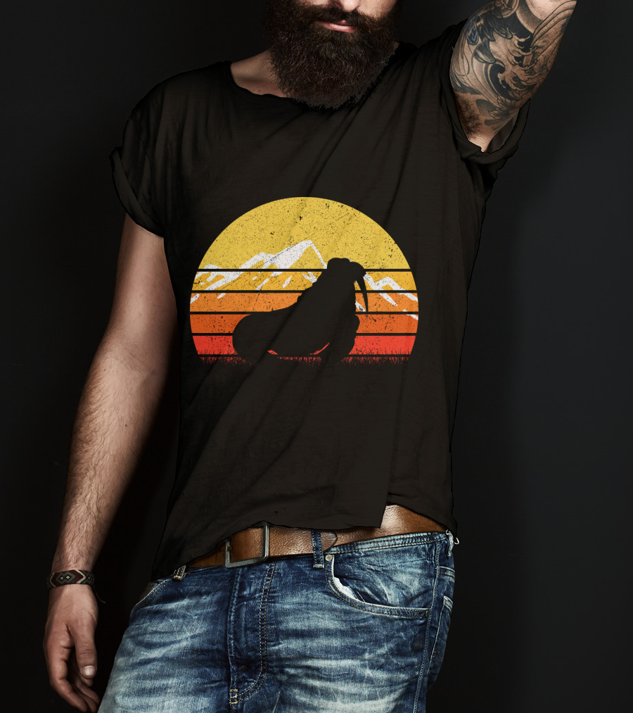 Retro Vintage Walrus Sunset Mountains T-Shirt