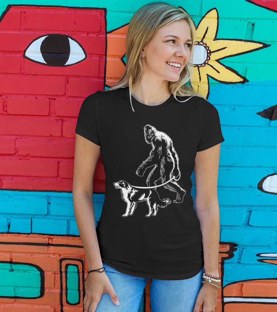 Bigfoot Walking Border Collie T-Shirt