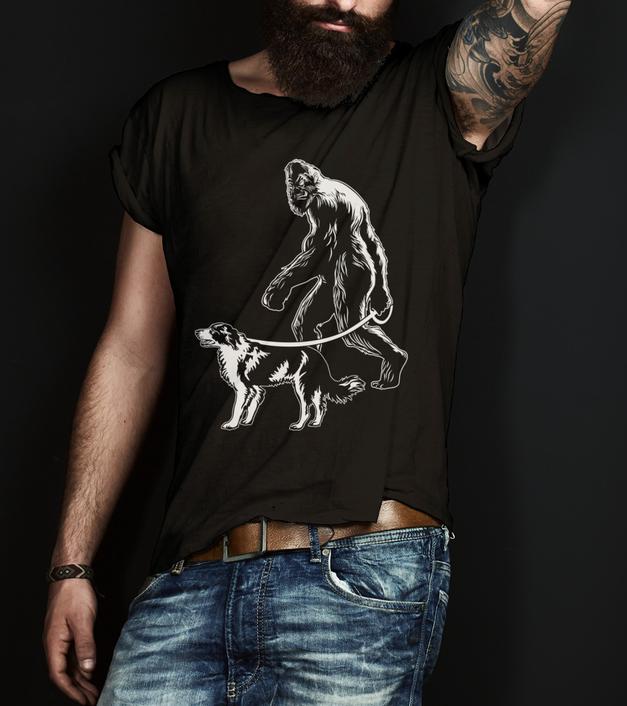 Bigfoot Walking Border Collie T-Shirt