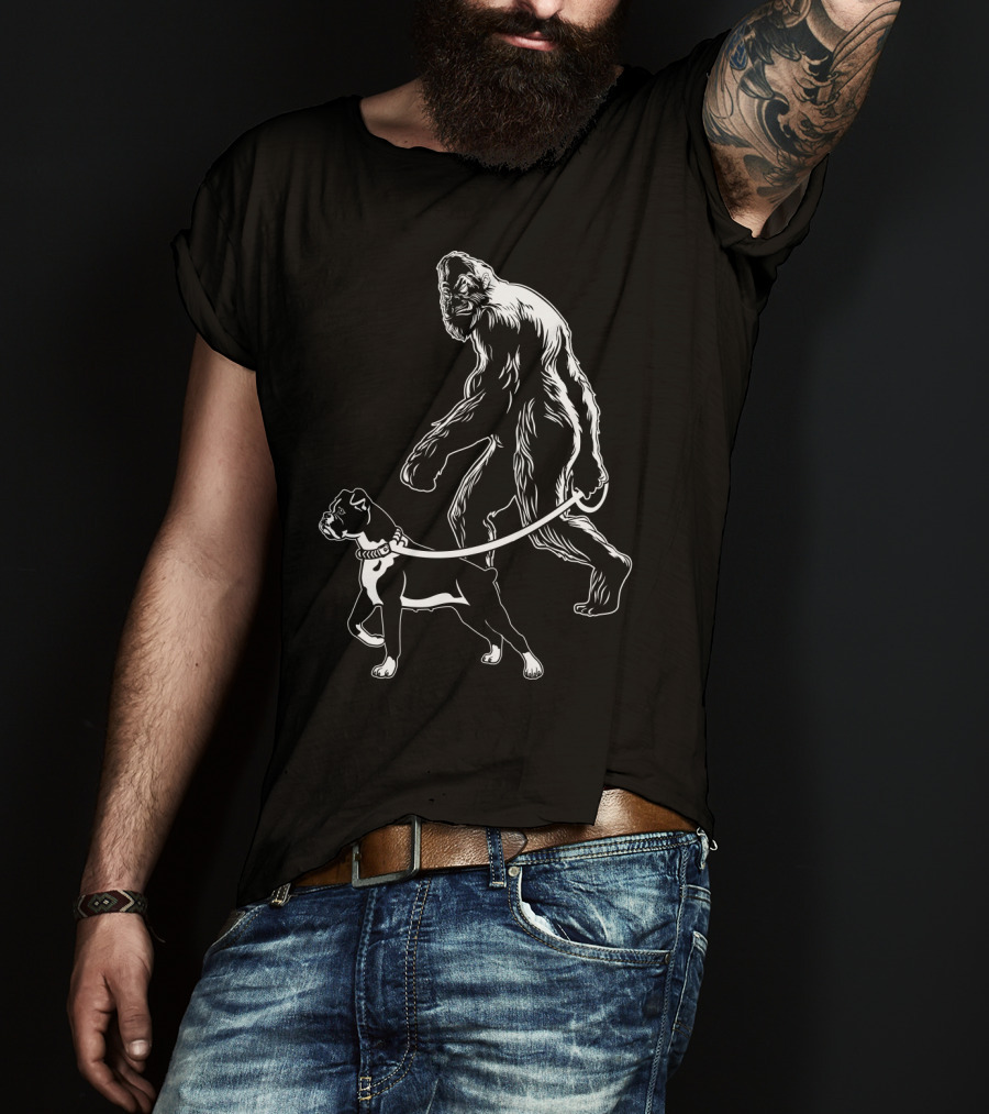 Bigfoot Walking Boxer Dog T-Shirt