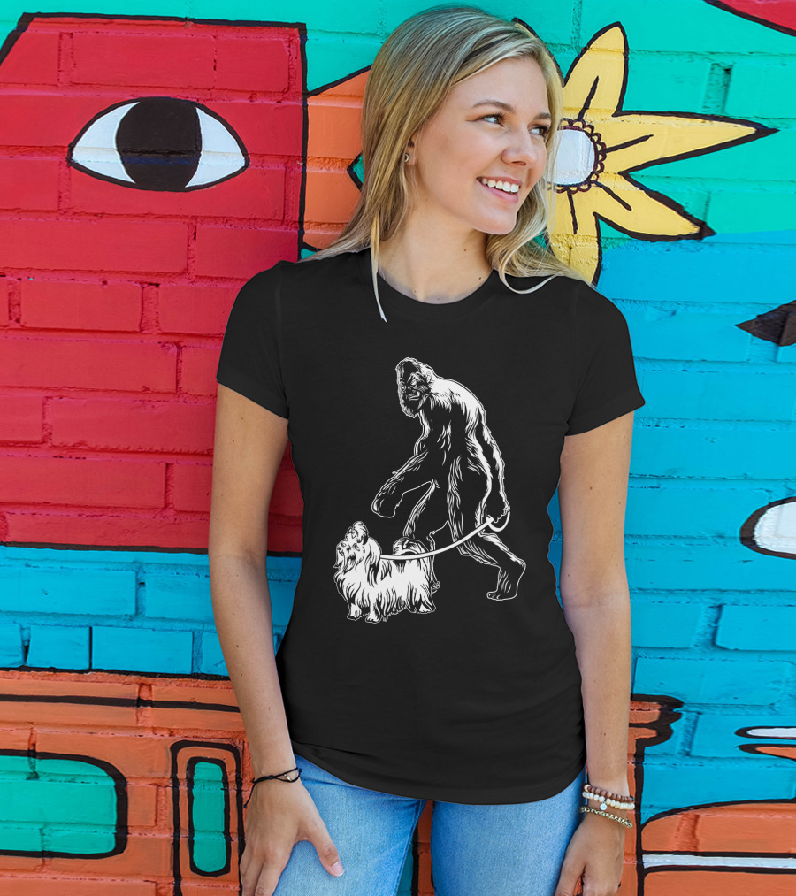 Bigfoot Walking Maltese Dog T-Shirt