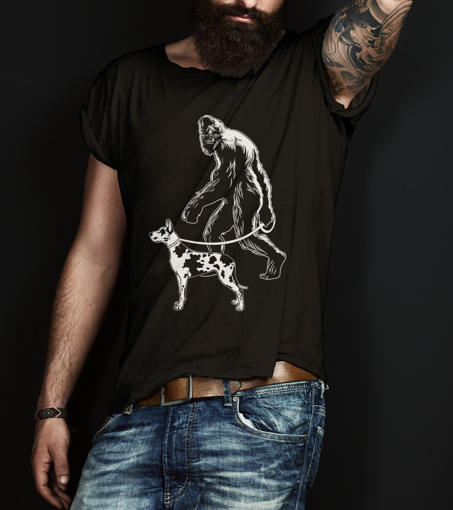 Bigfoot Walking Great Dane Dog T-Shirt