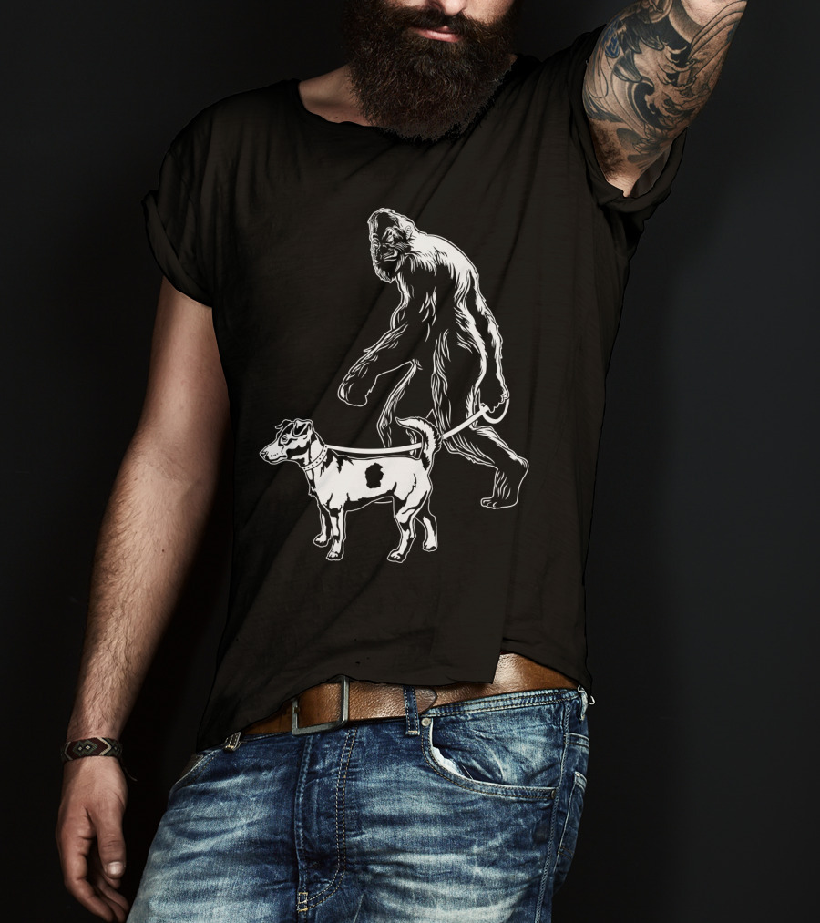 Bigfoot Walking Jack Russell Terrier T-Shirt