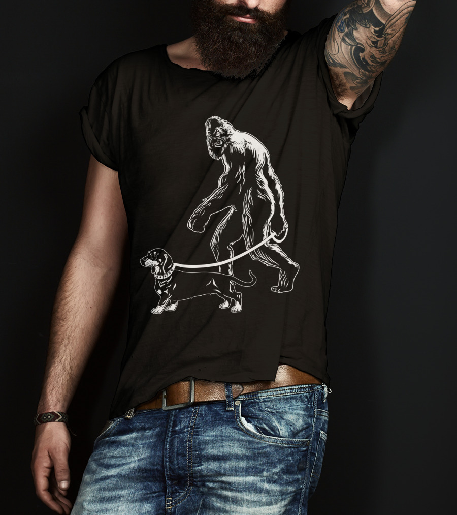 Bigfoot Walking Dachshund Dog T-Shirt