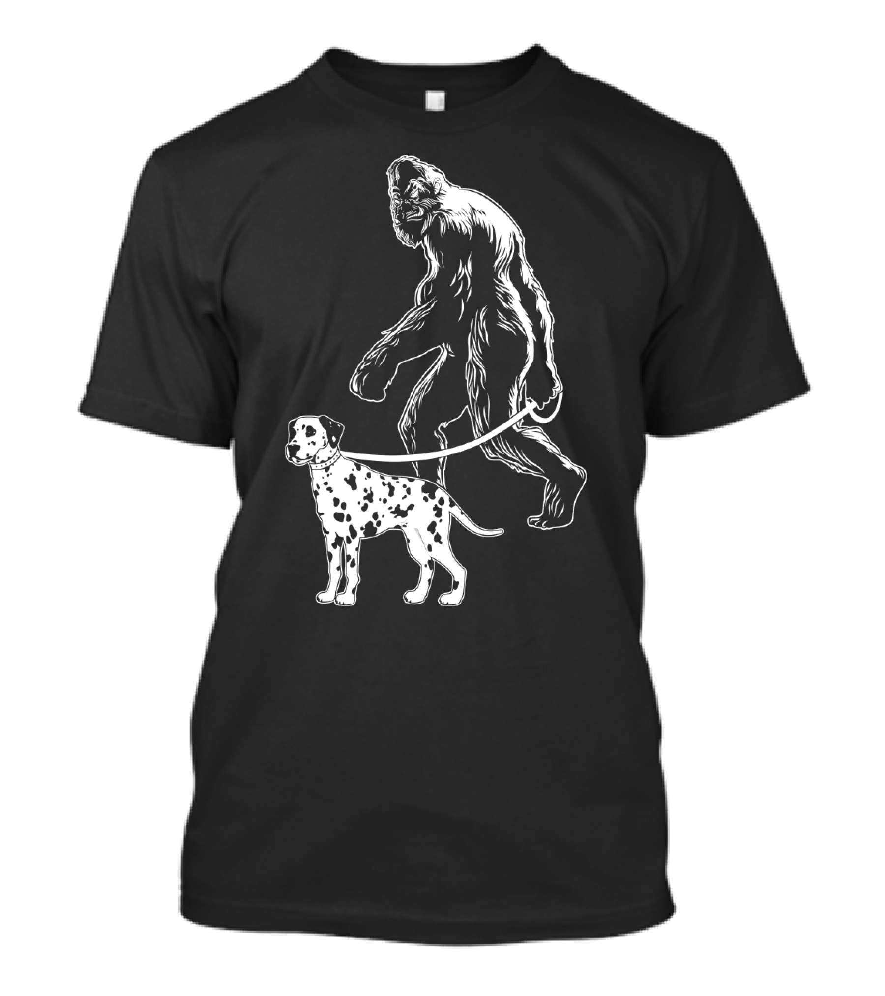 Bigfoot Walking Dalmatian Iconic Dog Companion Scene T-Shirt