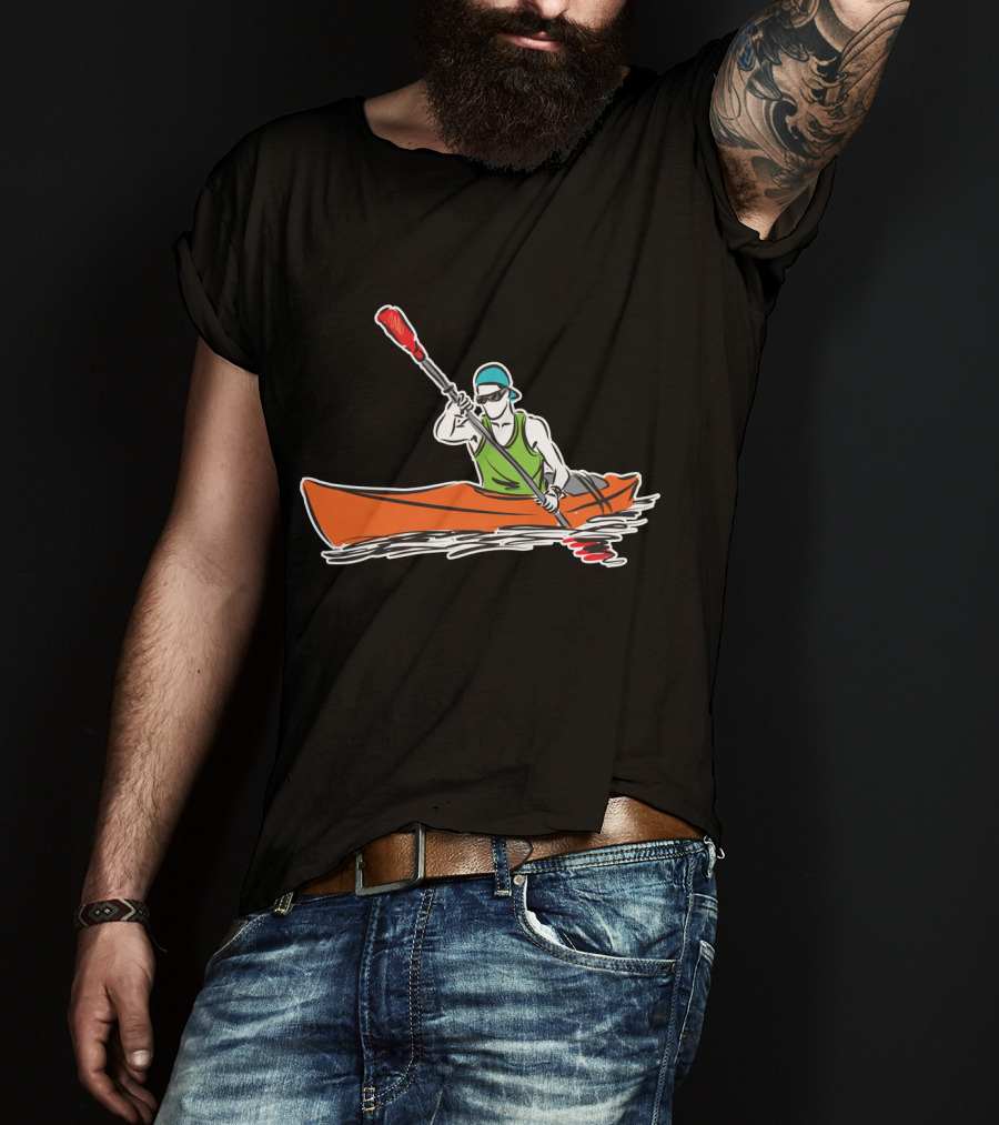 Grönland Kajak Paddel Sportler Line Zeichnen T-Shirt