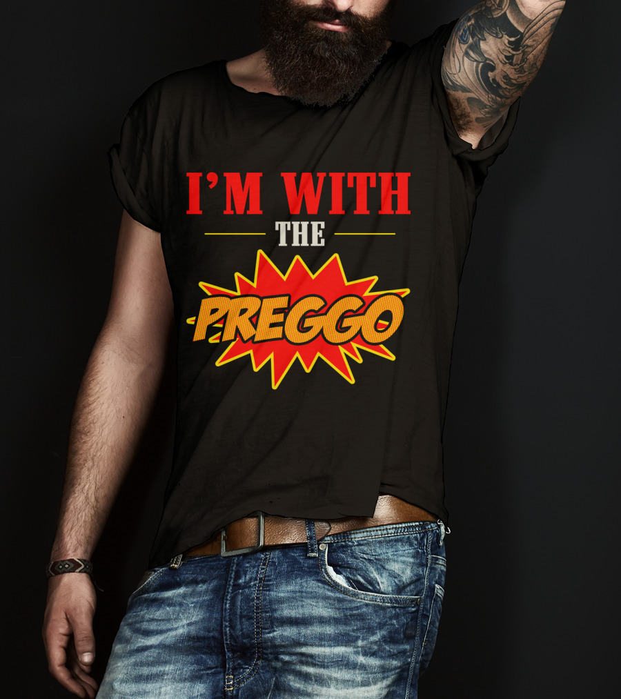 I'm With The Preggo Comic Style Burst T-Shirt