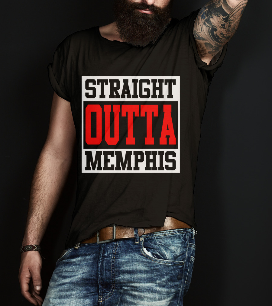 Straight Outta Memphis Bold Urban Block Text T-Shirt